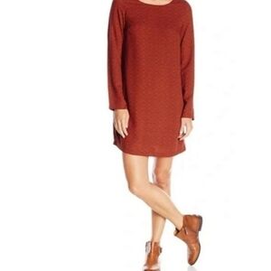 Prana Cece Shift Dress Brick Red Print Size Large
